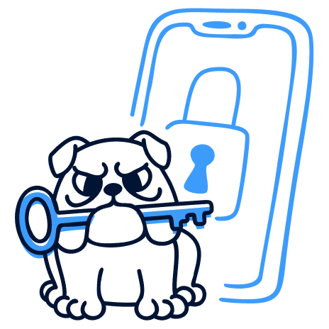 A watchful dog guarding a key